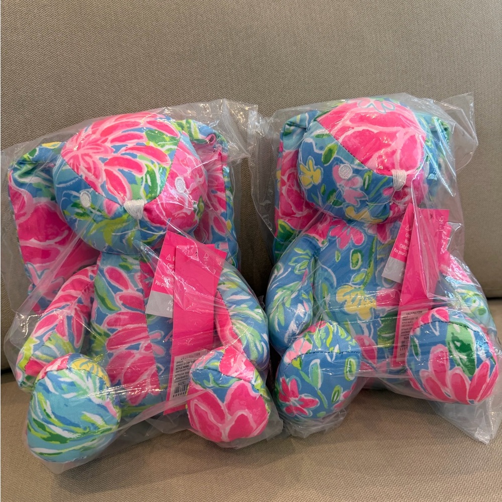 Lilly Pulitzer Pink and Blue Bunnies, Set of 2